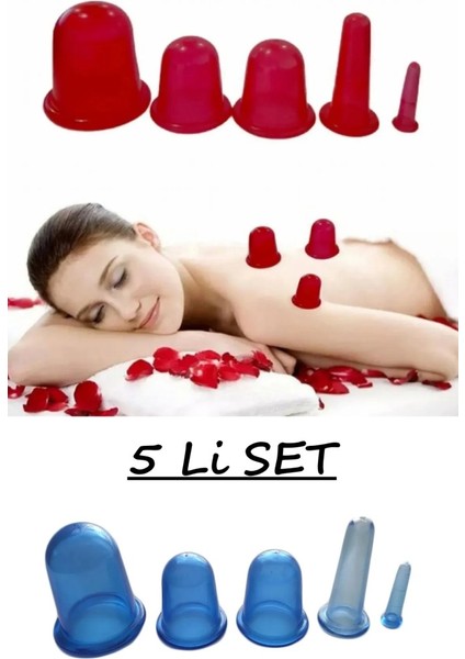 5li Vakumlu Set Vakumlu Silikon Masaj Kupası Selülit Kupası Yüz Masaj Hacamat Kupası