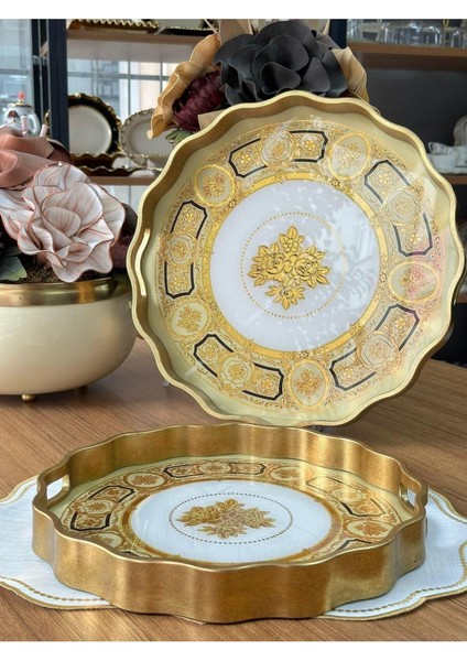 Luxury 2'li Yuvarlak Ahşap Tepsi modelleri