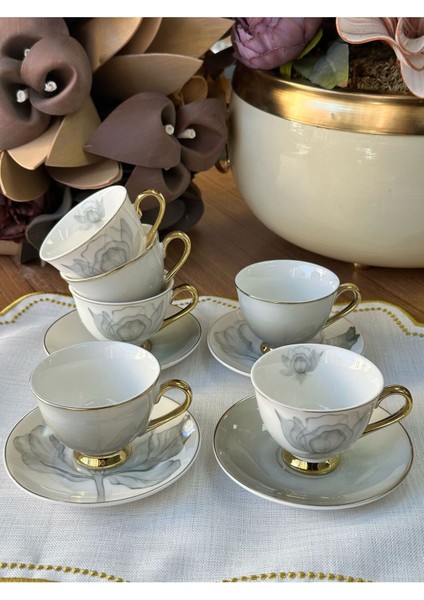 Türk Kahve Fincanı Grigio 6 Kişilik 12 Parça