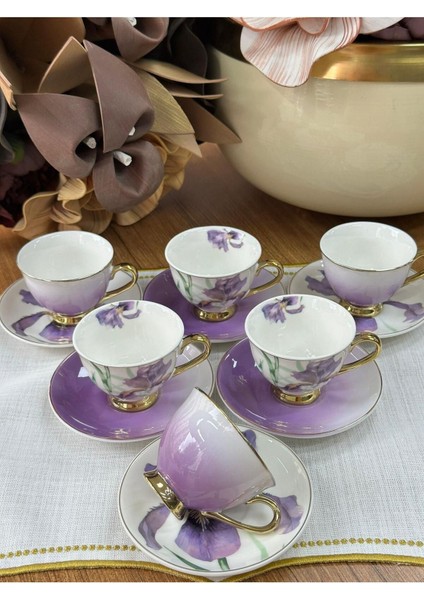 Türk Kahve Fincanı Orchid 6 Kişilik 12 Parça