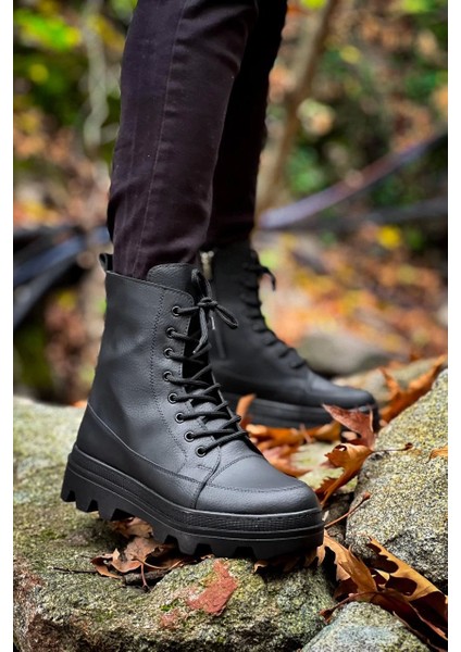 KB-0993 Kuback Siyah Cilt Siyah Yüksek Taban Postal Bot modelleri