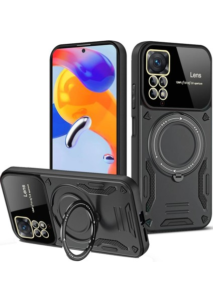 Xiaomi Redmi Note 12 Pro 4g Kılıf Joy Lens Standlı Kapak - Siyah Glstd