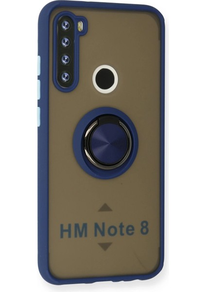 Xiaomi Redmi Note 8 Kılıf Montreal Yüzüklü Silikon Kapak - Lacivert Glstd