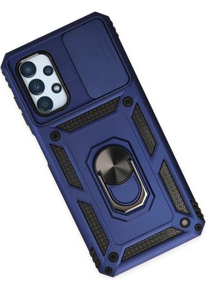 Samsung Galaxy A13 4g Kılıf Pars Lens Yüzüklü Silikon - Lacivert Glstd