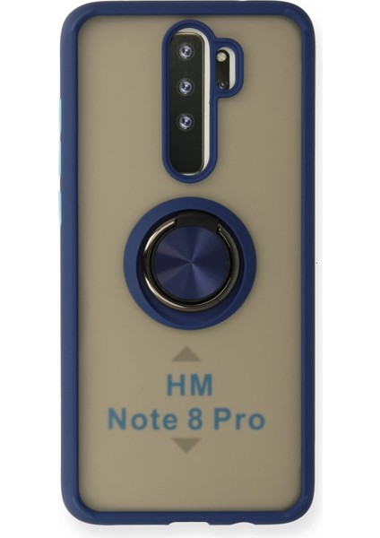 Xiaomi Redmi Note 8 Pro Kılıf Montreal Yüzüklü Silikon Kapak - Lacivert Glstd