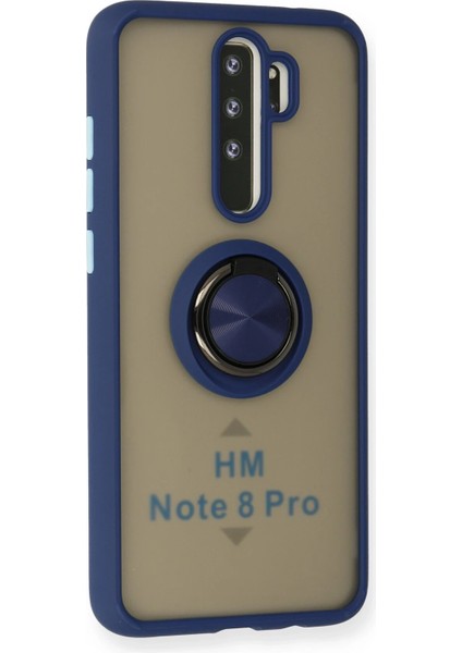 Xiaomi Redmi Note 8 Pro Kılıf Montreal Yüzüklü Silikon Kapak - Lacivert Glstd