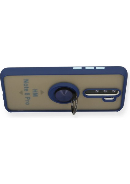 Xiaomi Redmi Note 8 Pro Kılıf Montreal Yüzüklü Silikon Kapak - Lacivert Glstd
