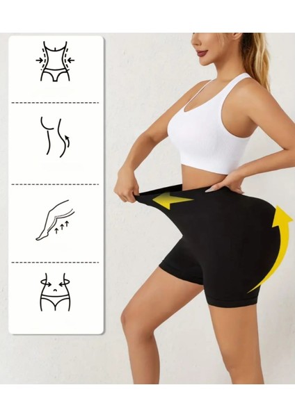 Kadın Şort Pushup Şort Siyah Kalçası Büzgülü Hafif Toparlayıcı Korse modelleri