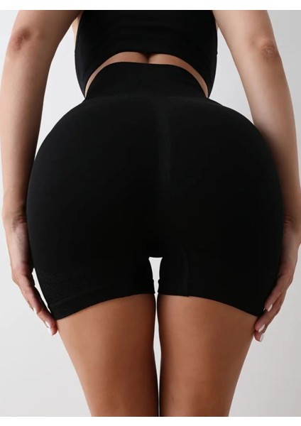 Kadın Şort Pushup Şort Siyah Kalçası Büzgülü Hafif Toparlayıcı Korse fırsatları