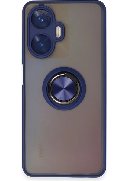 Realme C55 Kılıf Montreal Yüzüklü Silikon Kapak - Lacivert Glstd