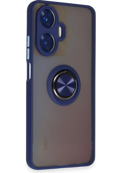 Realme C55 Kılıf Montreal Yüzüklü Silikon Kapak - Lacivert Glstd