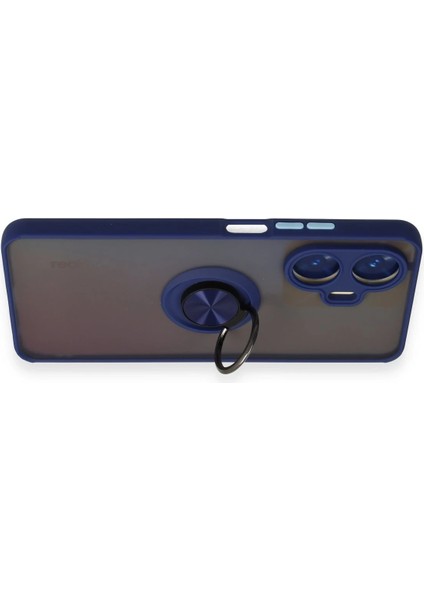 Realme C55 Kılıf Montreal Yüzüklü Silikon Kapak - Lacivert Glstd