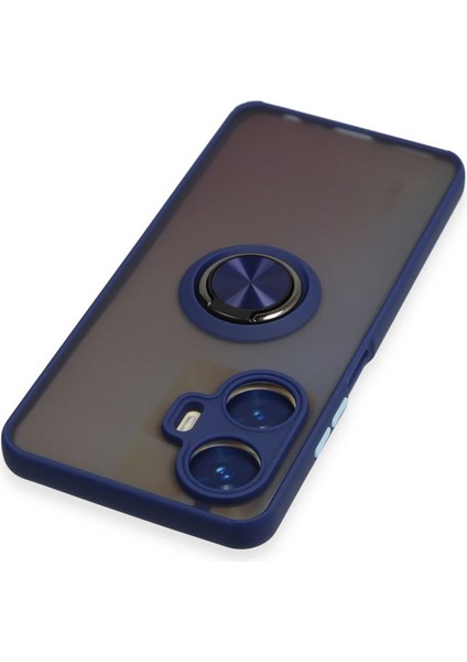 Realme C55 Kılıf Montreal Yüzüklü Silikon Kapak - Lacivert Glstd