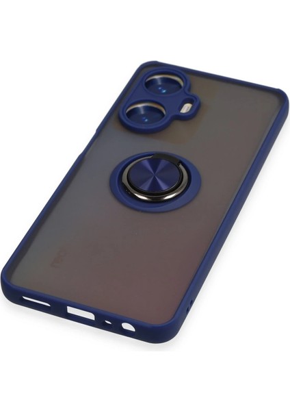 Realme C55 Kılıf Montreal Yüzüklü Silikon Kapak - Lacivert Glstd