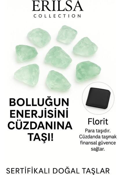 Sertifikalı Ham Cüzdan Boy Yeşil Florit Taşı Kütle - Zihinsel Denge ve Günlük Enerji Temizliği