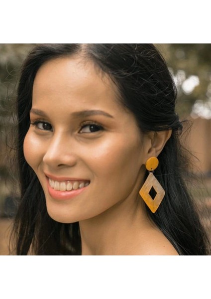 Bern Capiz Shell Earrings In Yellow El Yapımı Küpe
