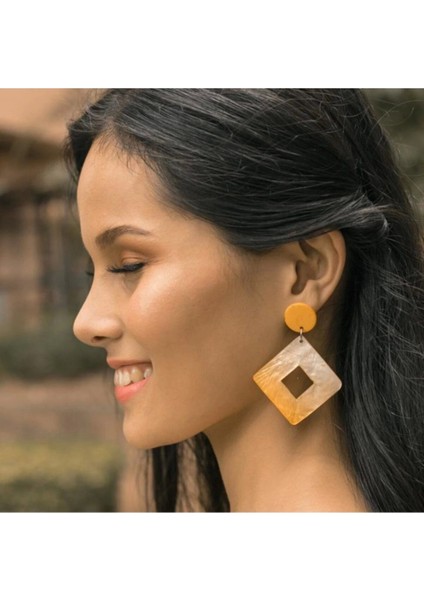 Bern Capiz Shell Earrings In Yellow El Yapımı Küpe