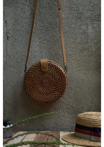 Alicia Rattan Crossbody El Yapımı Hasır Omuz Çantası
