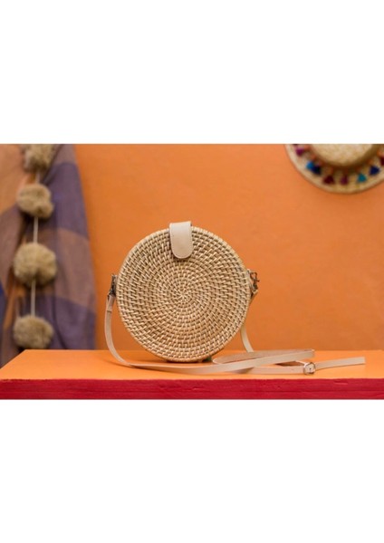 Alicia Natural Rattan Crossbody Bag El Yapımı Hasır Omuz Çantası