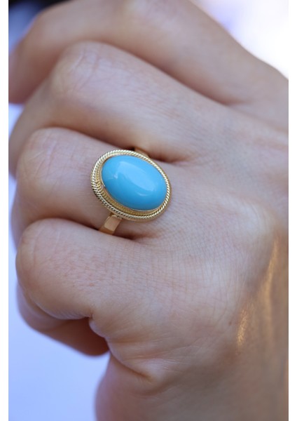 14 Ayar Altın Firuze Taşlı Yüzük modelleri