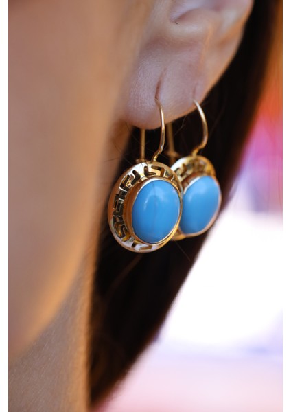 14 Ayar Altın Firuze Taşlı Küpe