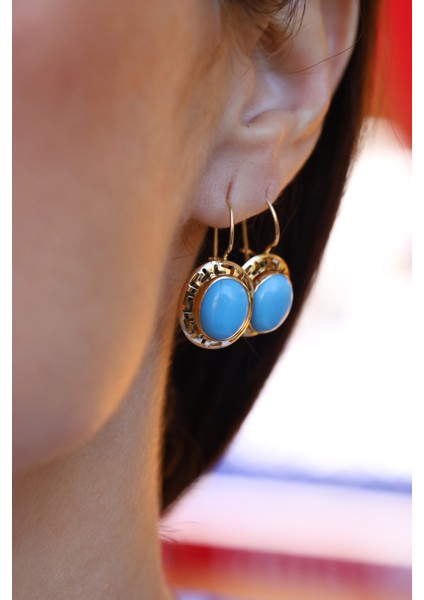 14 Ayar Altın Firuze Taşlı Küpe fiyatları