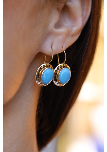 14 Ayar Altın Firuze Taşlı Küpe fırsatları