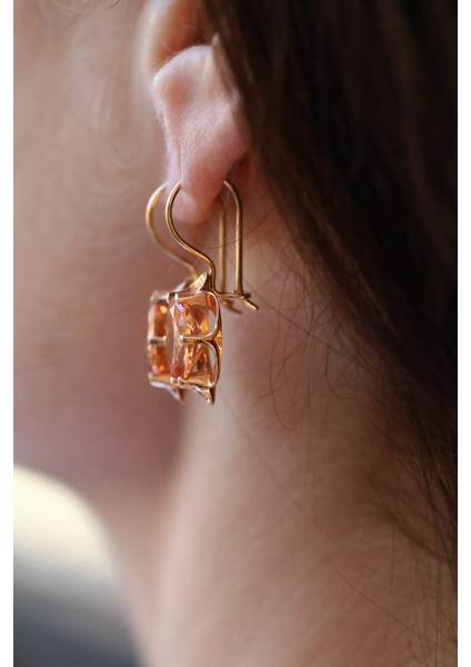 14 Ayar Altın Zultanit Taş Görünümlü Küpe modelleri