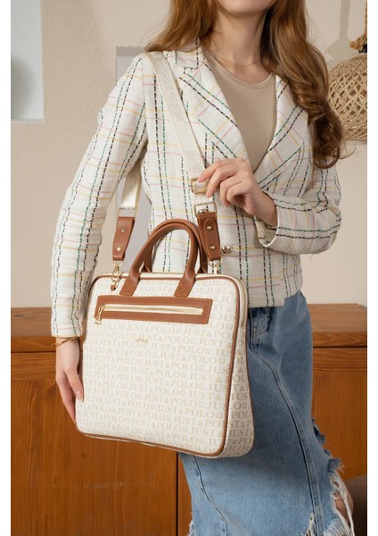 Kadın Baskılı Evrak ve Laptop Çantası