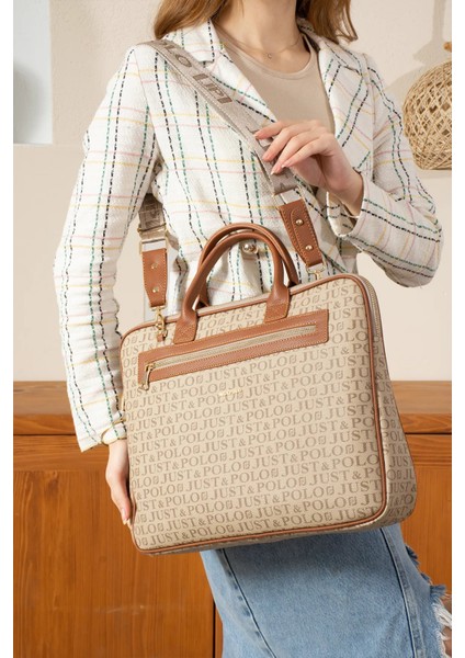 Kadın Baskılı Evrak ve Laptop Çantası