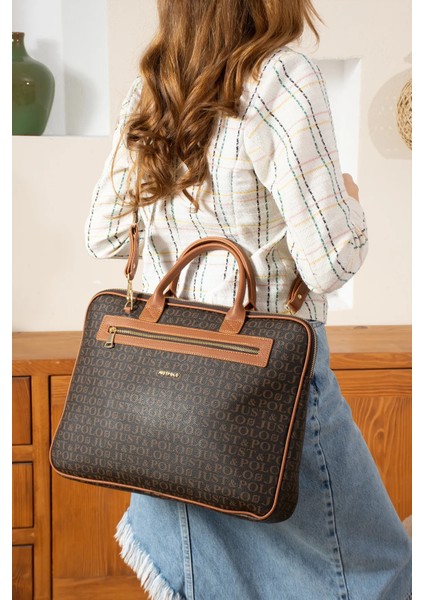 Kadın Baskılı Evrak ve Laptop Çantası