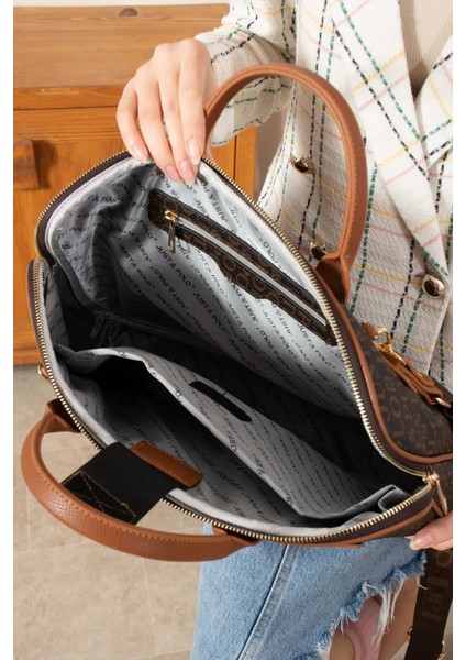 Kadın Baskılı Evrak ve Laptop Çantası modelleri