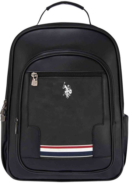U.s. Polo Assn. Vegan Deri Laptop Bölmeli Sırt Çantası ve Omuz Askılı Çapraz Çanta - Siyah