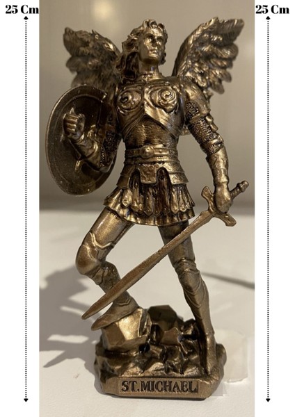 Dekoratif St. Michael Zırhlı Heykeli Polyester Mikail Biblo
