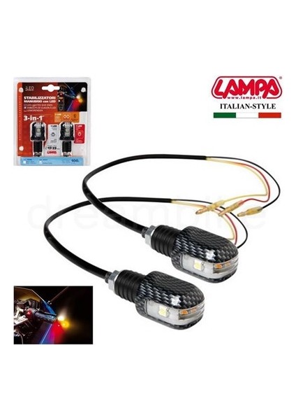 3in1 Işıklı Karbon Gidon Topuzu 90241