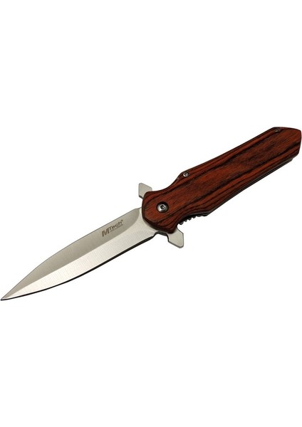 4-11 Kahverengi Kamp Çakı 21CM- Yarı Otomatik, Ahşap Sap