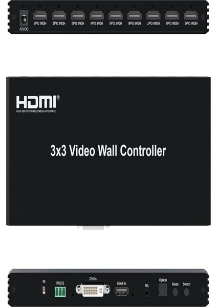 3x3 HDMI Vıdeo Wall Controller Duvar Panel Vıdeo 9 Ekran Genişletici Kontrol Cihazı fiyatları