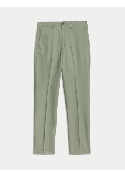 Regular Fit Keten Karışımlı Chino
