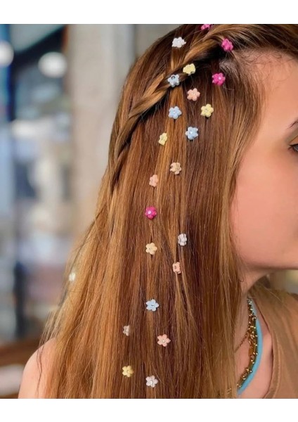 Papatya Saç Boncuğu Kristal Taşlı Kadın Çocuk Saç Aksesuarı 24 Adet
