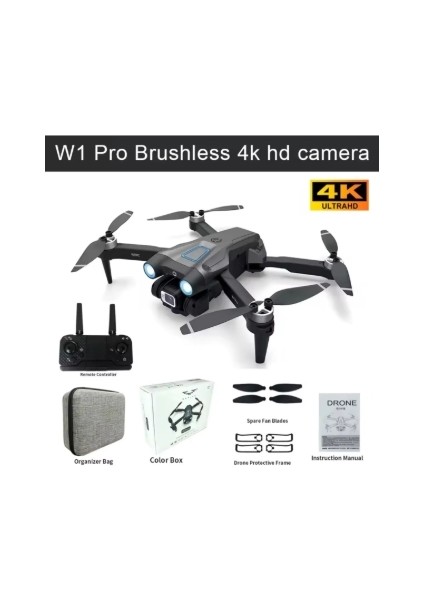 W1 Pro S 4K Hd Kamera Drone – Katlanabilir, Wifi Fpv, Fırçasız Motor, Engel Kaçınma, Mini Iha