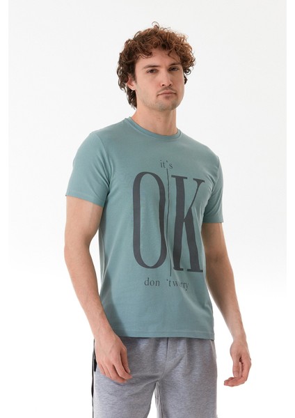 It`s Ok Baskılı Bisiklet Yaka Tişört