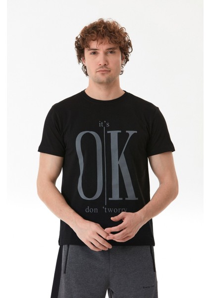 It`s Ok Baskılı Bisiklet Yaka Tişört