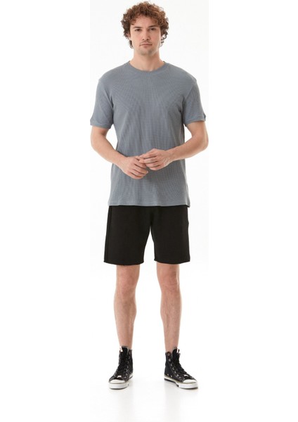 Petek Kumaş Beli Bağlamalı Cepli Şort