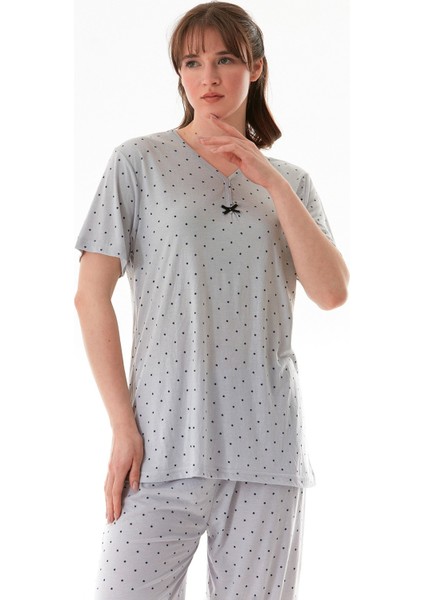 Yıldız Desenli Kısa Kol Büyük Beden Kapri Pijama Takımı fiyatları