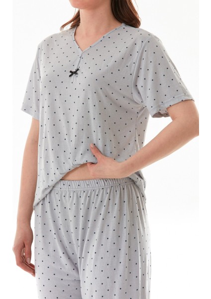 Yıldız Desenli Kısa Kol Büyük Beden Kapri Pijama Takımı indirimleri