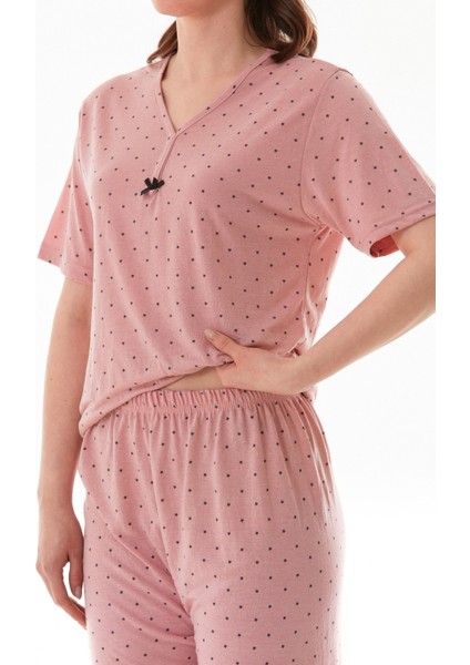 Yıldız Desenli Kısa Kol Büyük Beden Kapri Pijama Takımı indirimleri