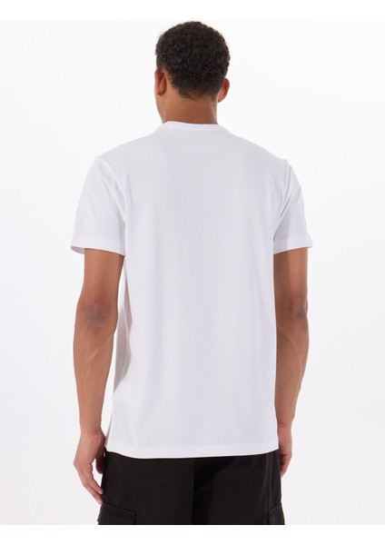 Bisiklet Yaka Desenli Beyaz Erkek T-Shirt M5GI11K8FQ4G011 Ss Cn Guess Trıang indirimleri
