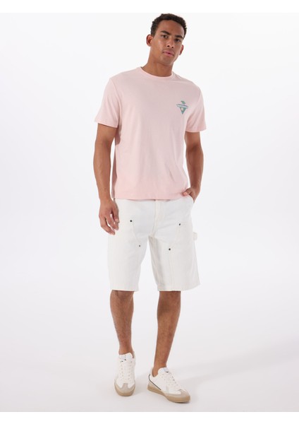 Bisiklet Yaka Desenli Pembe Erkek T-Shirt M5GI55K8FQ4G6R4 Gj Ss Cn Reg Palm