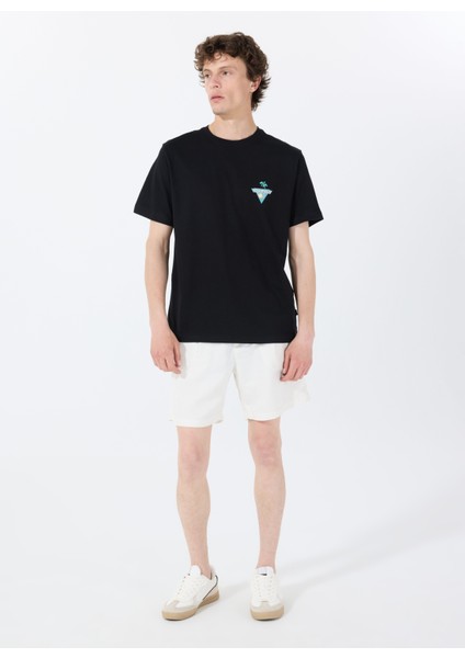Bisiklet Yaka Desenli Siyah Erkek T-Shirt M5GI55K8FQ4JBLK Gj Ss Cn Reg Palm