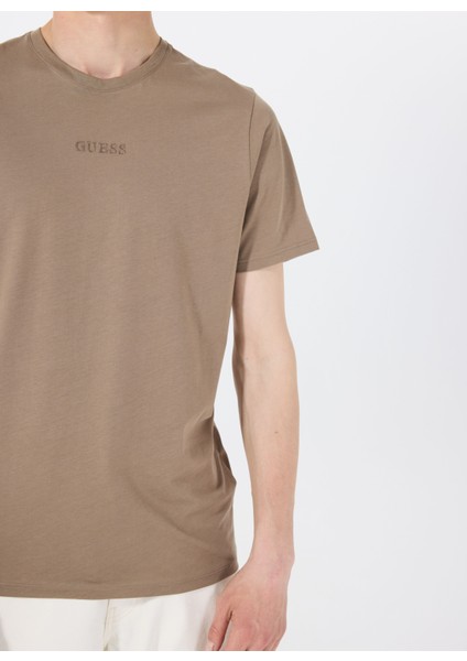 Bisiklet Yaka Desenli Kahve Erkek T-Shirt M4GP39K7HD0G1EC Ss Guess Emb Pıma